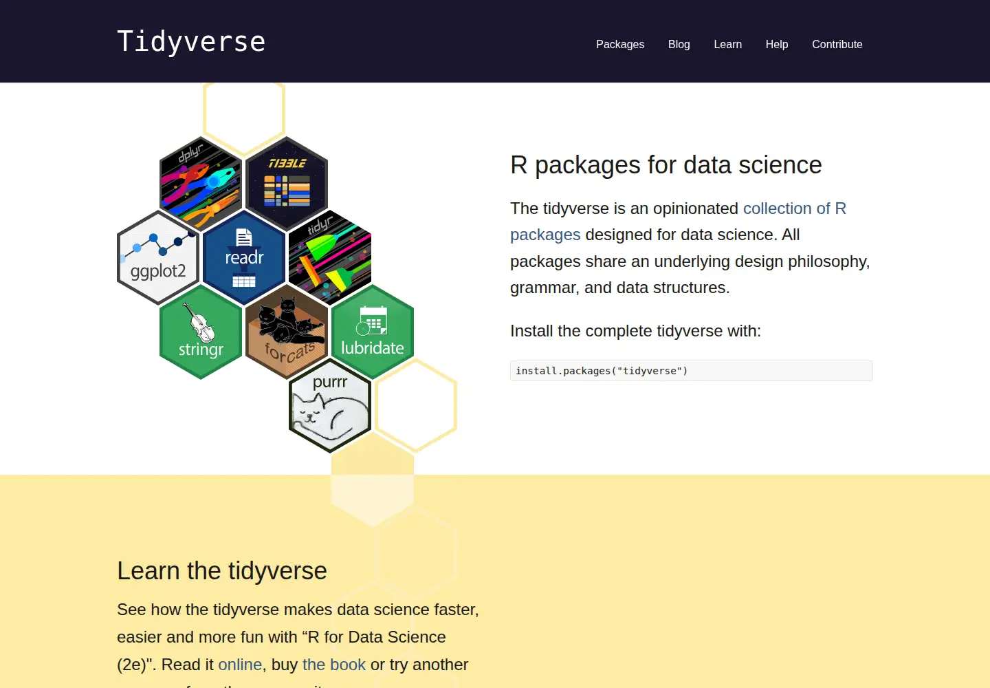 Screenshot of tidyverse.org