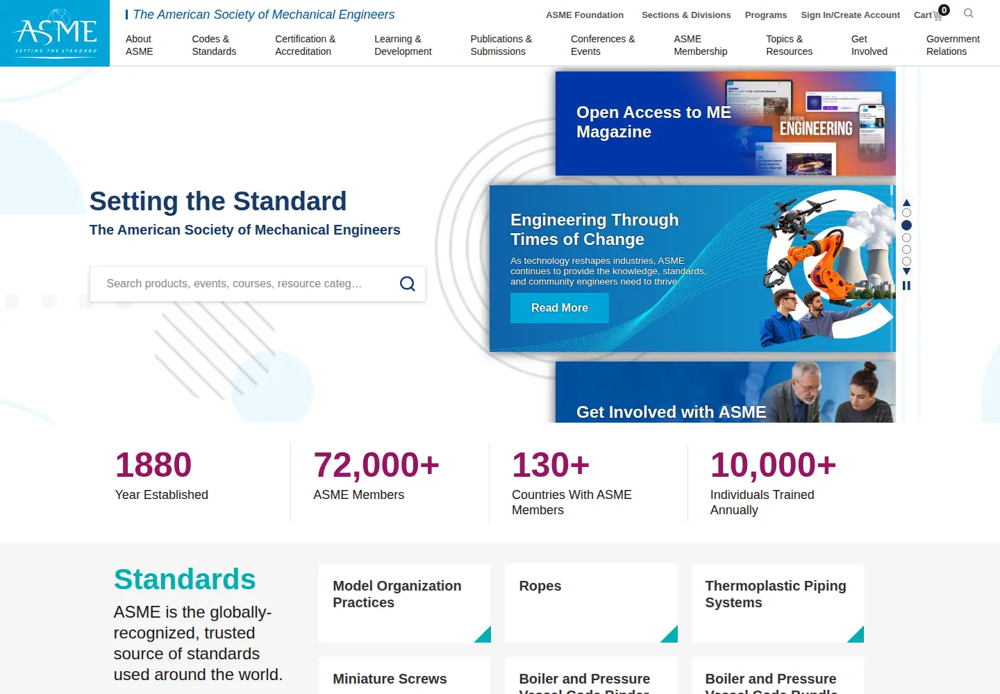 Screenshot of asme.org