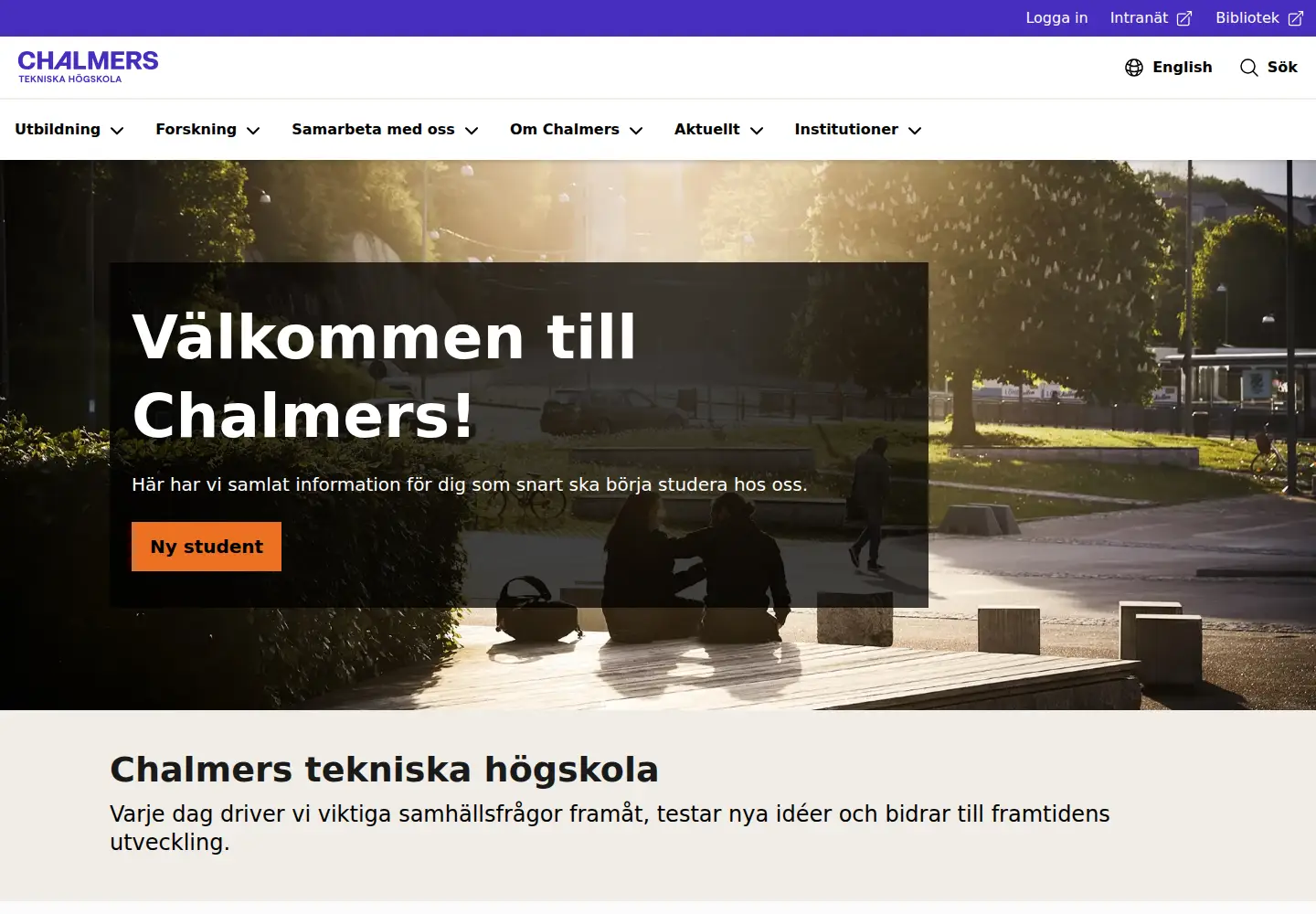 Screenshot of chalmers.se