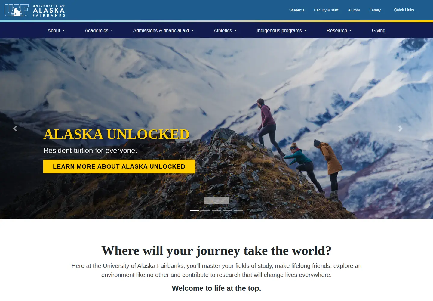 Screenshot of uaf.edu