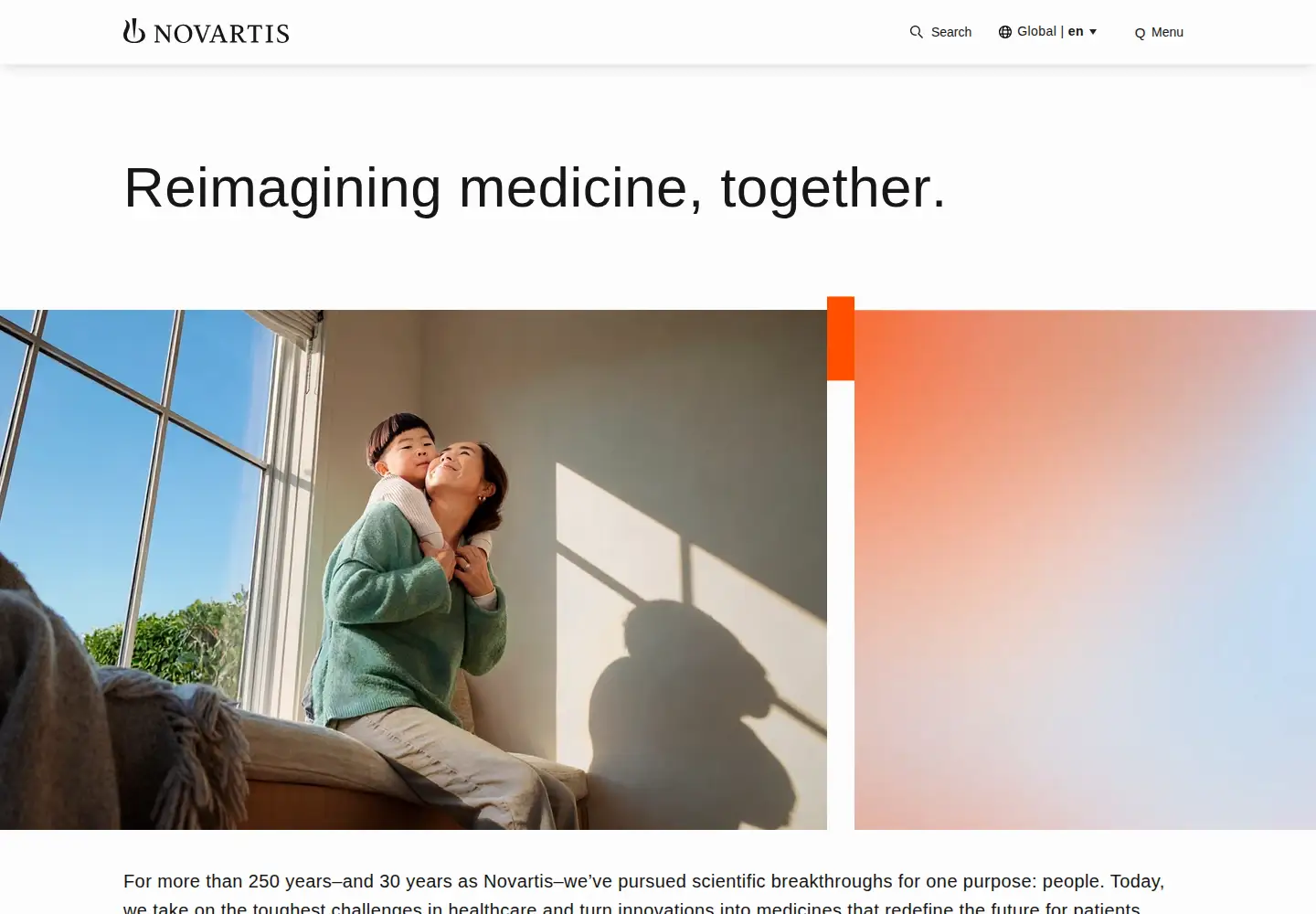 Captured homepage of novartis.com in the current scan