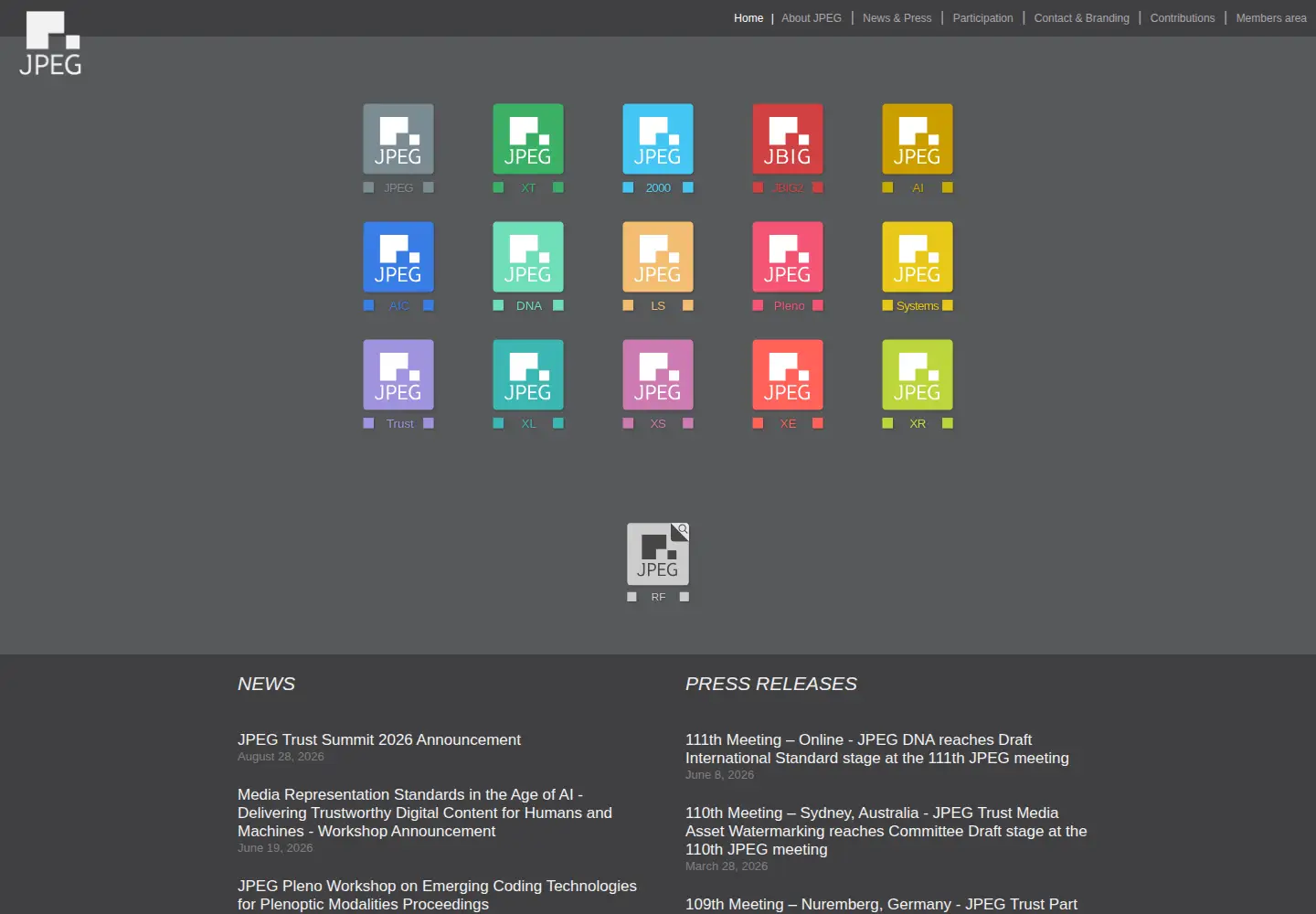 Screenshot of jpeg.org