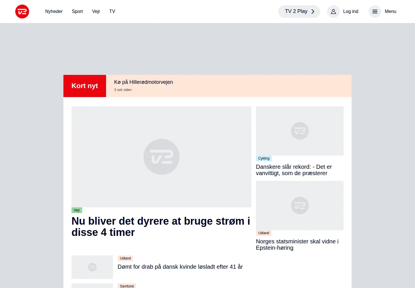 Screenshot of tv2.dk