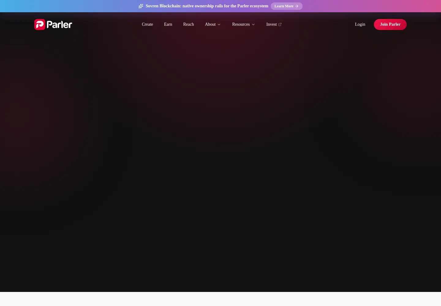 Screenshot of parler.com