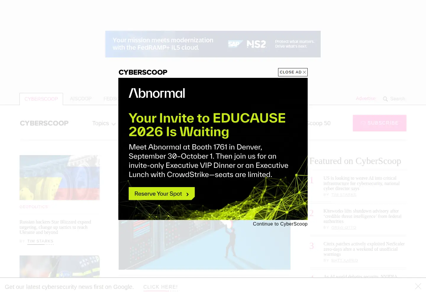 Screenshot of cyberscoop.com