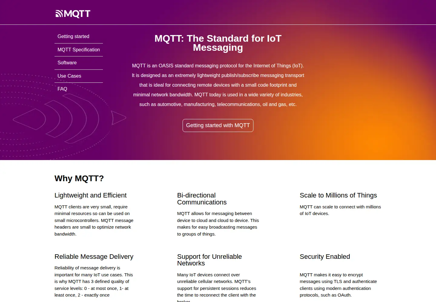 Screenshot of mqtt.org