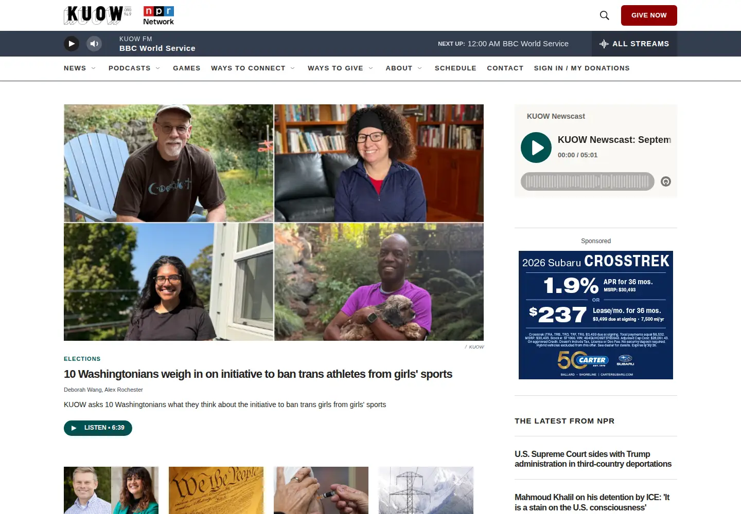 Screenshot of kuow.org