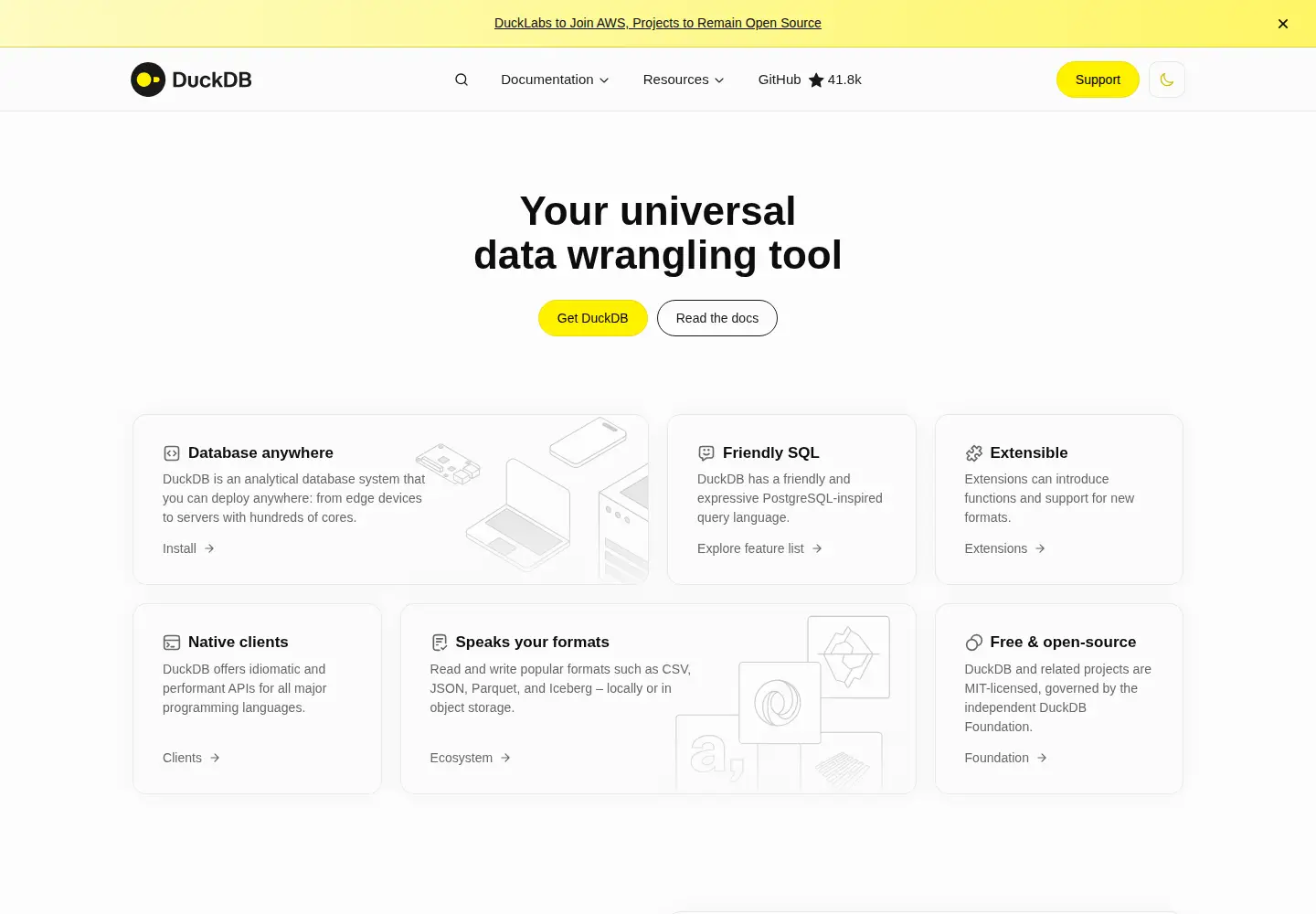 Screenshot of duckdb.org