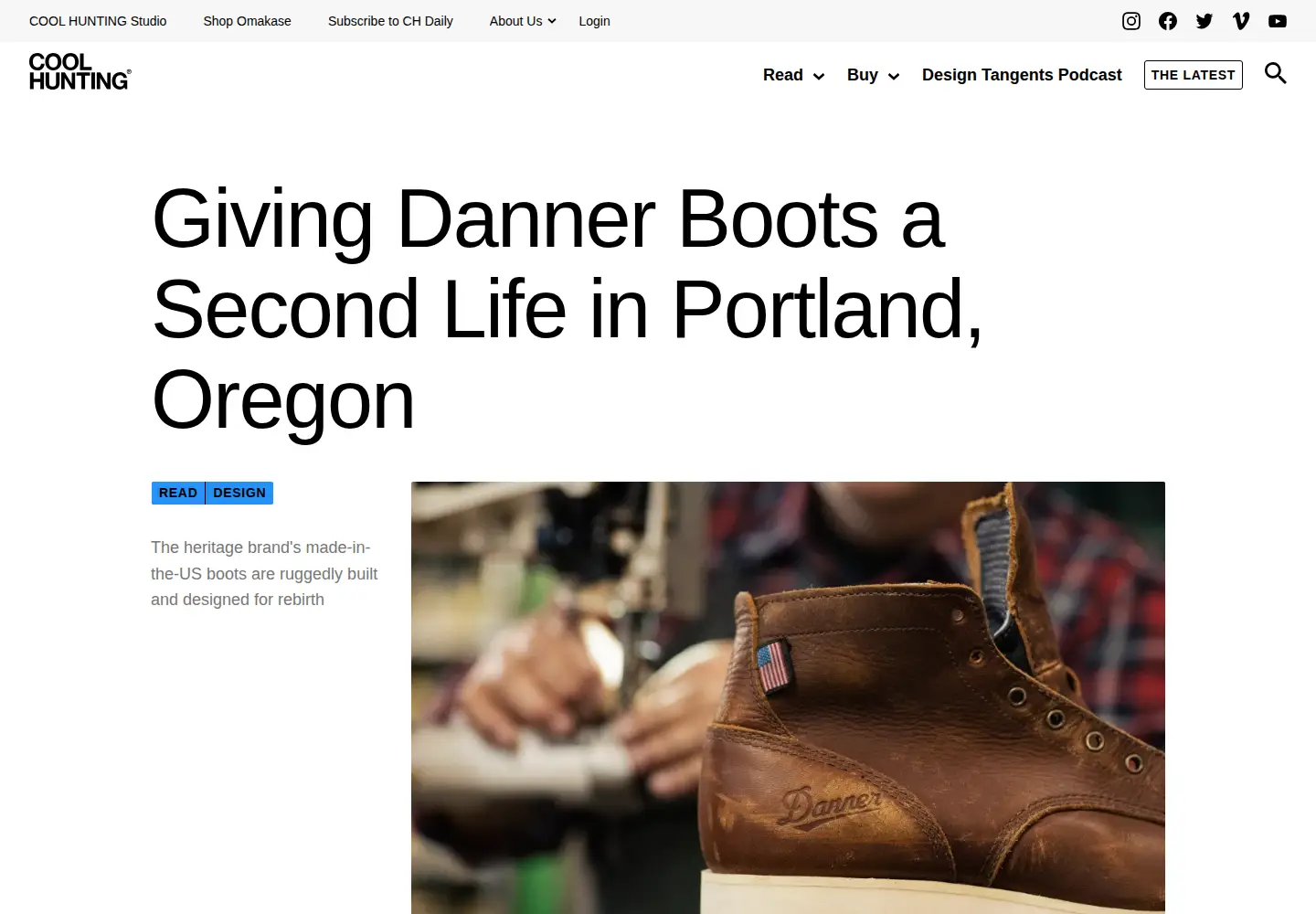 Screenshot of coolhunting.com
