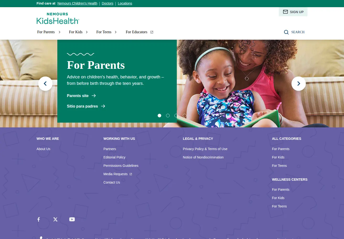 Screenshot of kidshealth.org