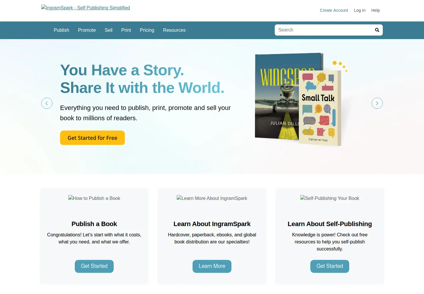 Screenshot of ingramspark.com