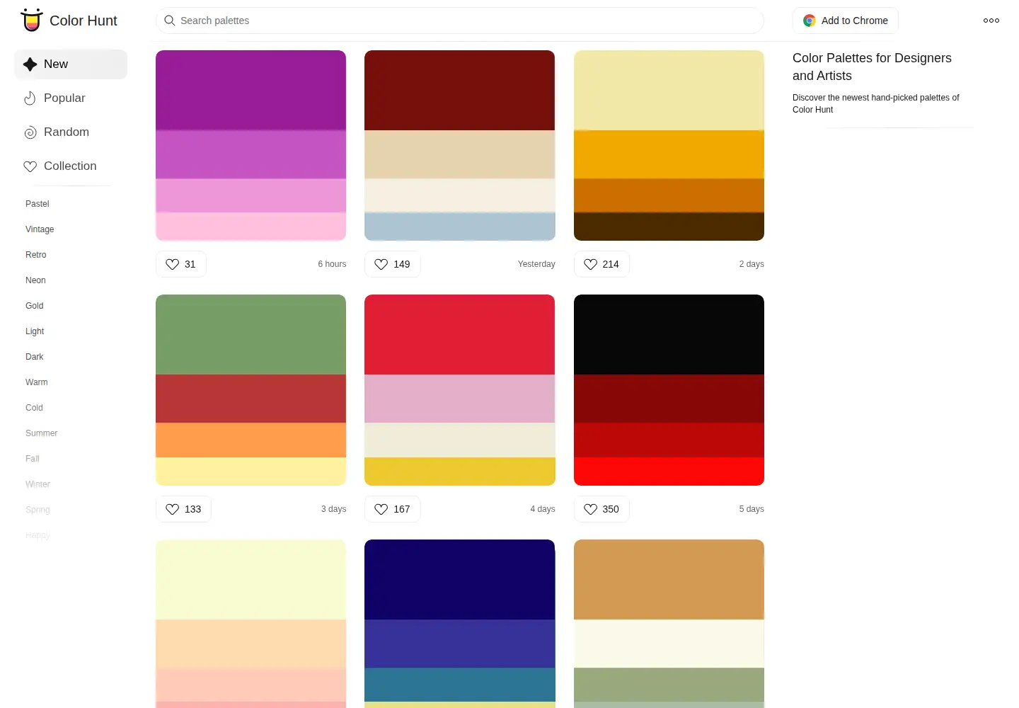 Screenshot of colorhunt.co