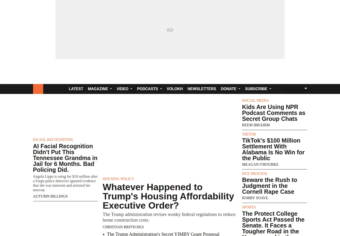 Screenshot of reason.com