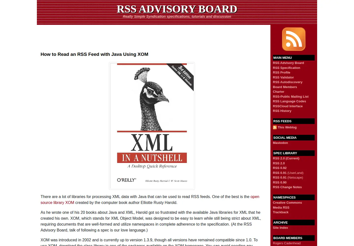 Screenshot of rssboard.org