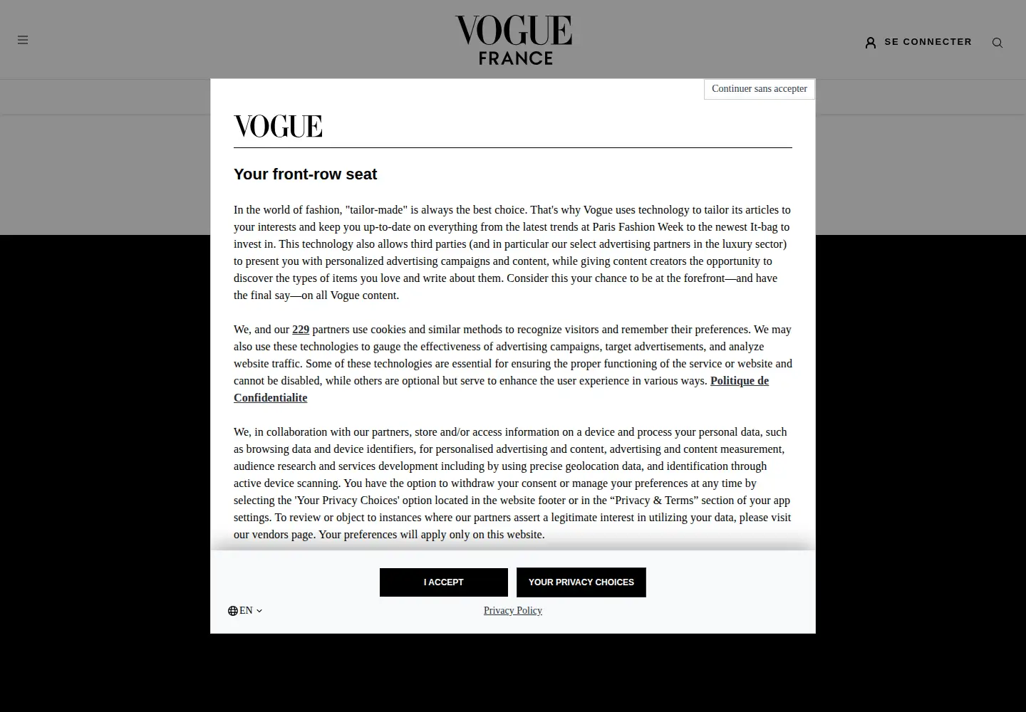 Screenshot of vogue.fr