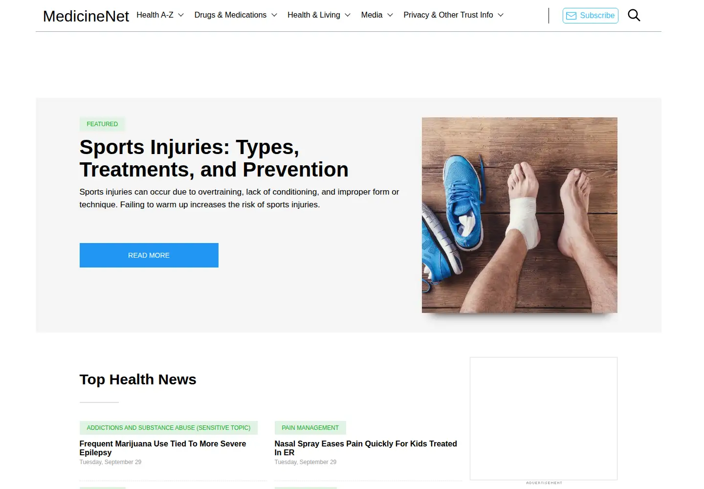 Screenshot of medicinenet.com