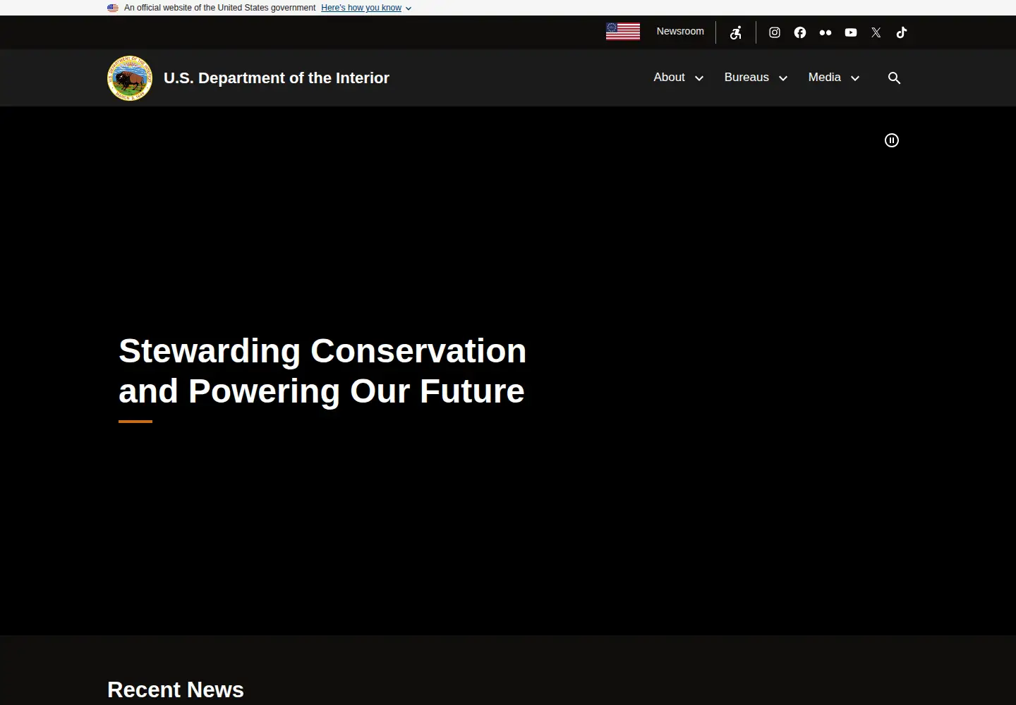 Screenshot of doi.gov
