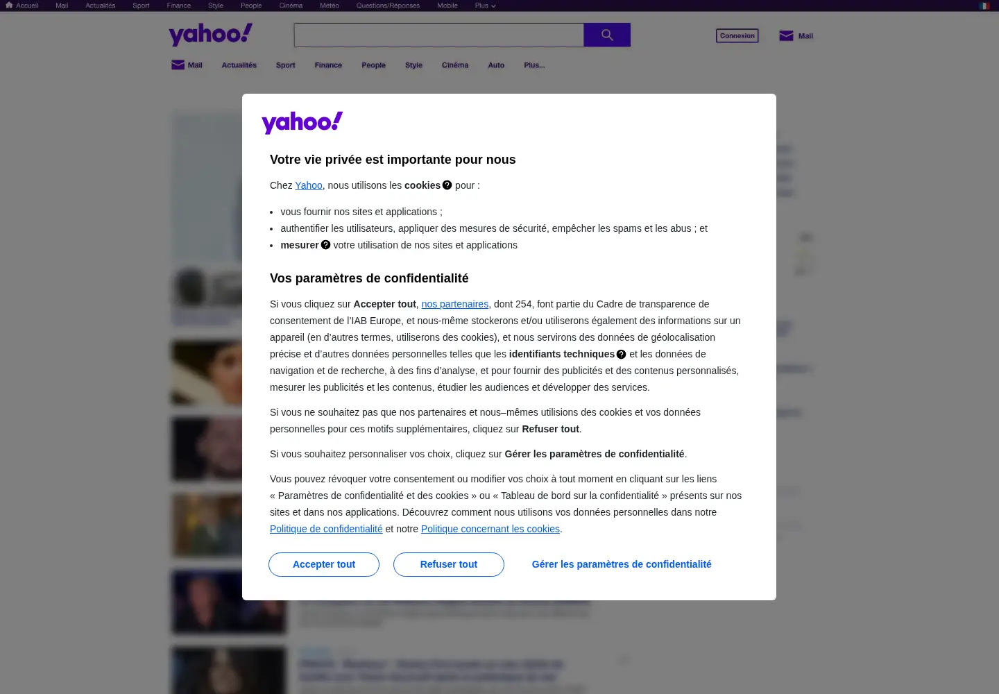 Screenshot of yahoo.com