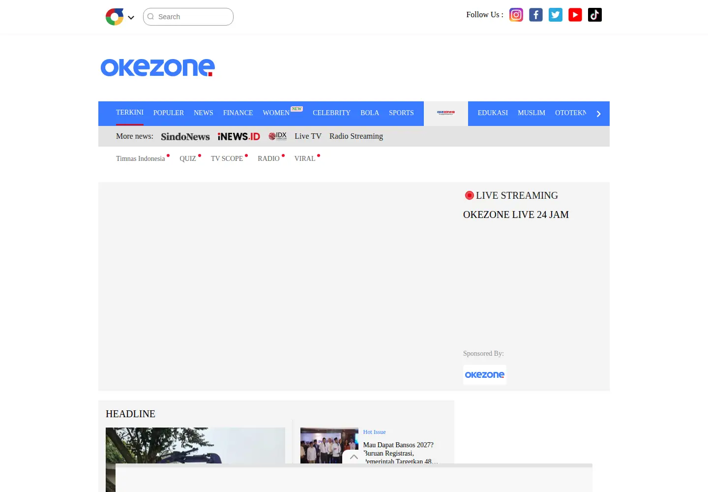 Captured homepage of okezone.com in the current scan