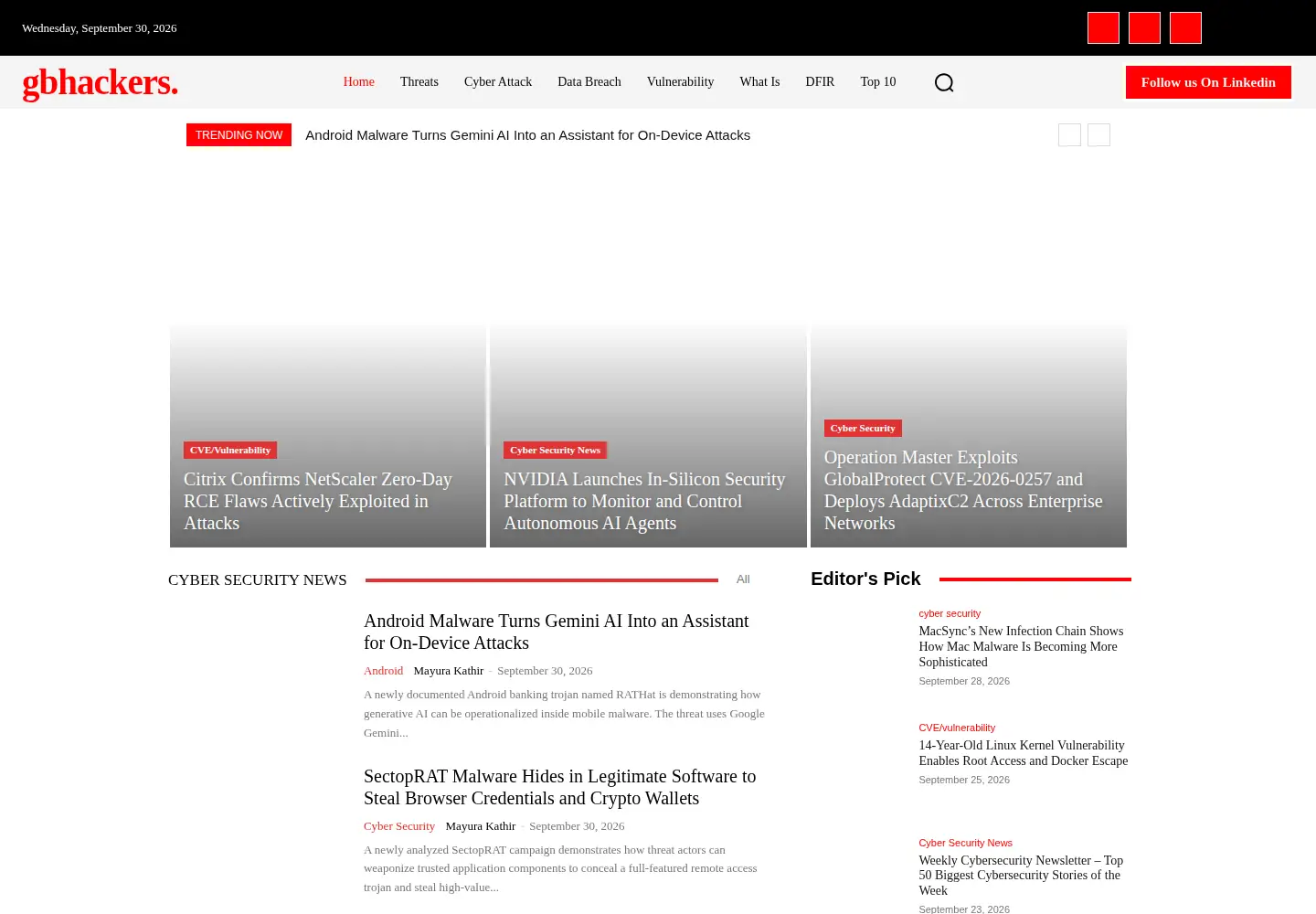 Screenshot of gbhackers.com