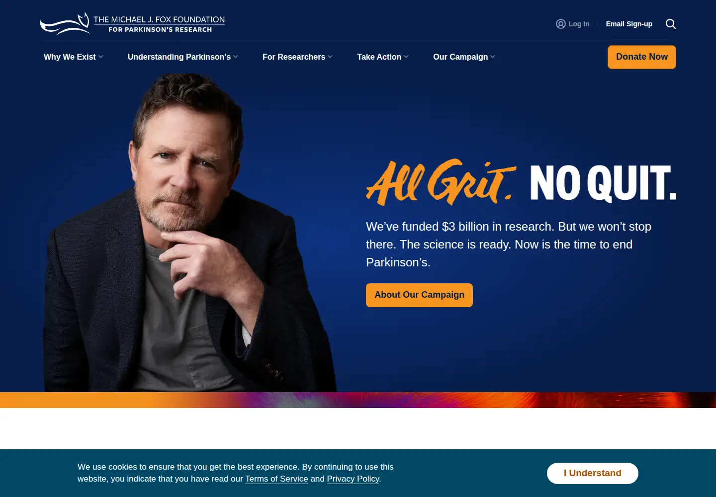 Screenshot of michaeljfox.org