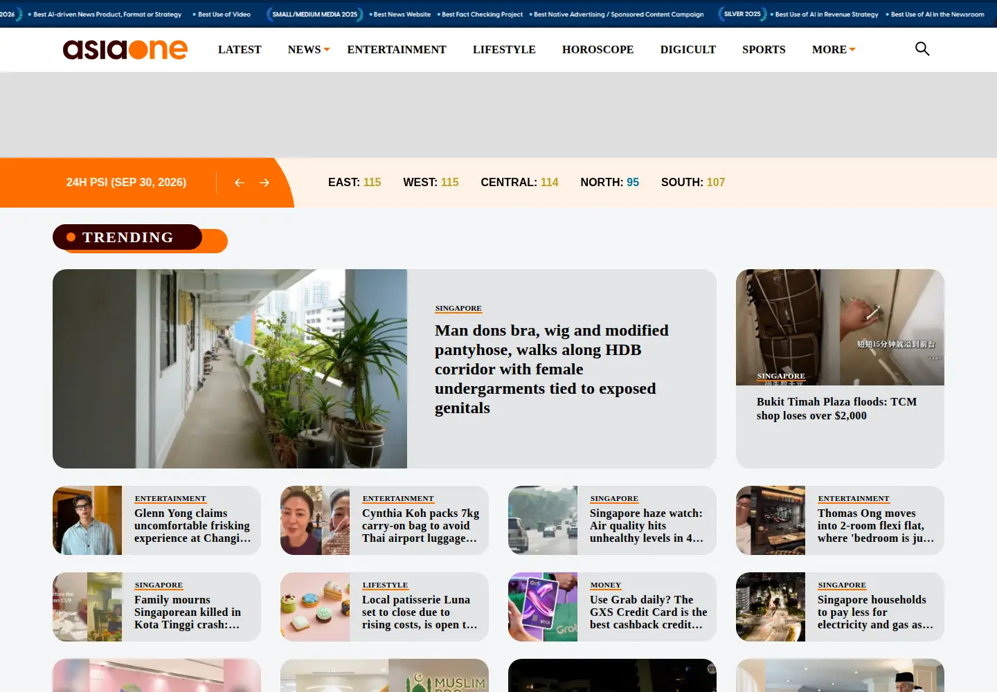 Screenshot of asiaone.com
