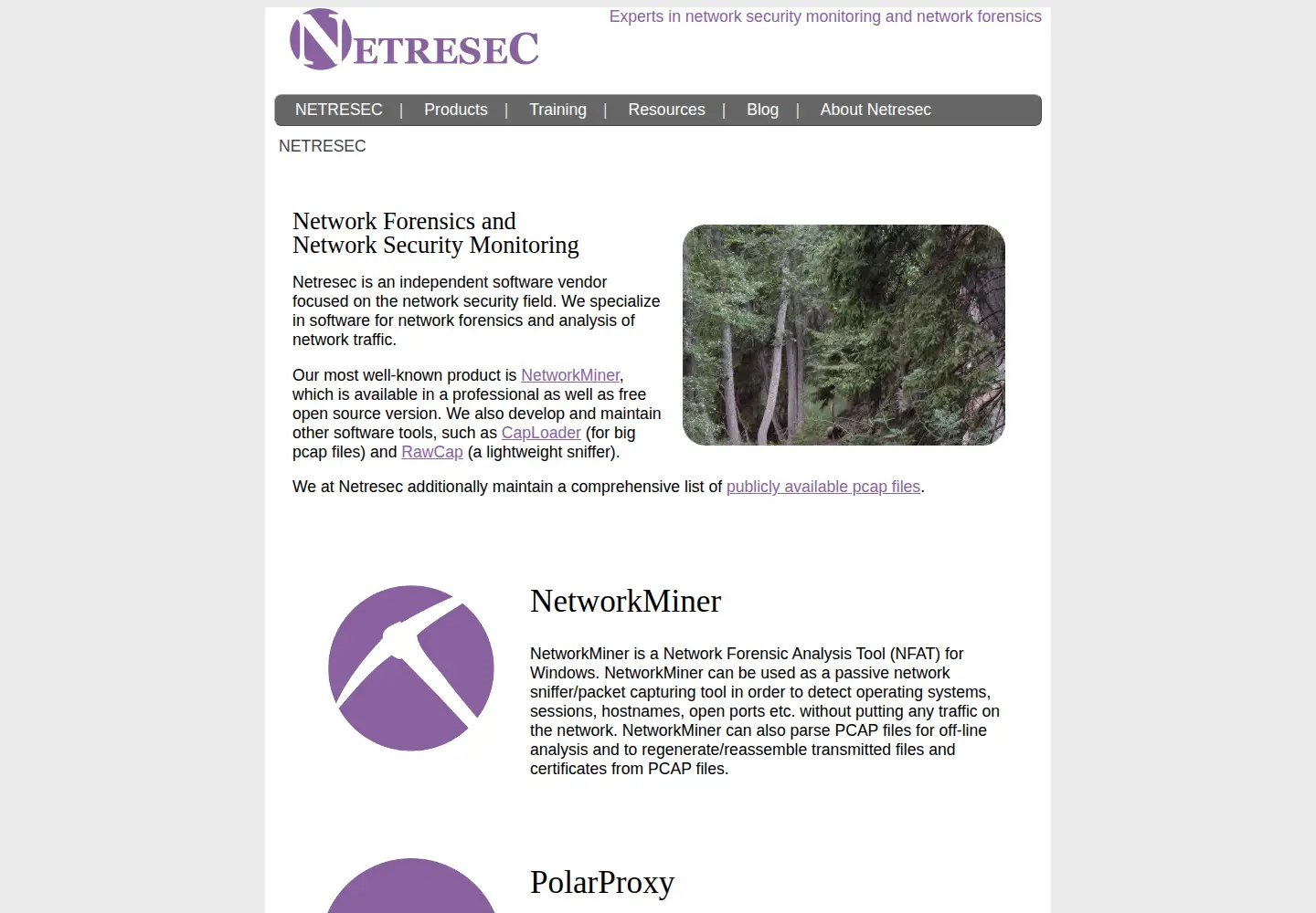 Screenshot of netresec.com