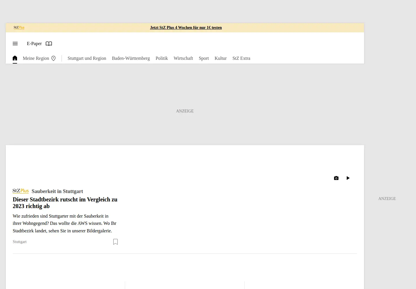 Screenshot of stuttgarter-zeitung.de