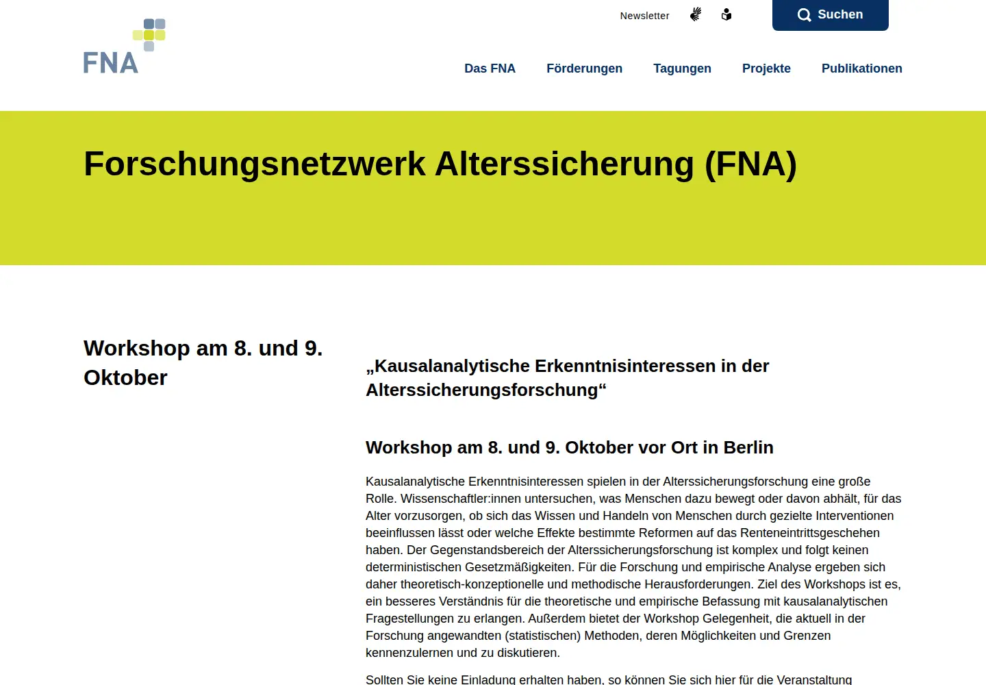 Captured homepage of fna-rv.de in the current scan