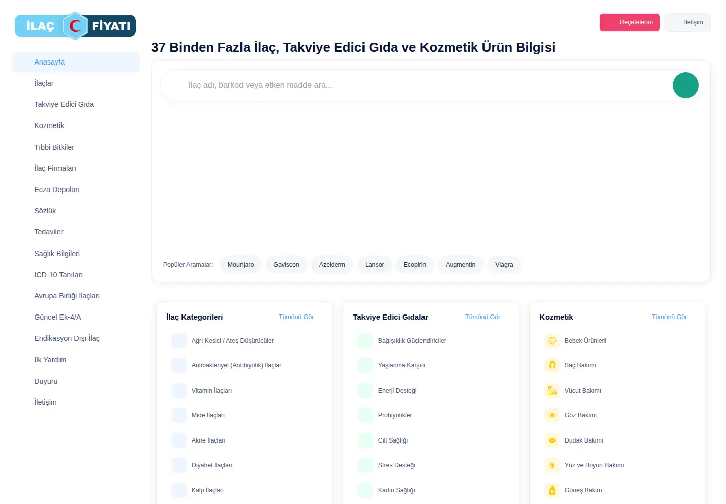 Screenshot of ilacfiyati.com