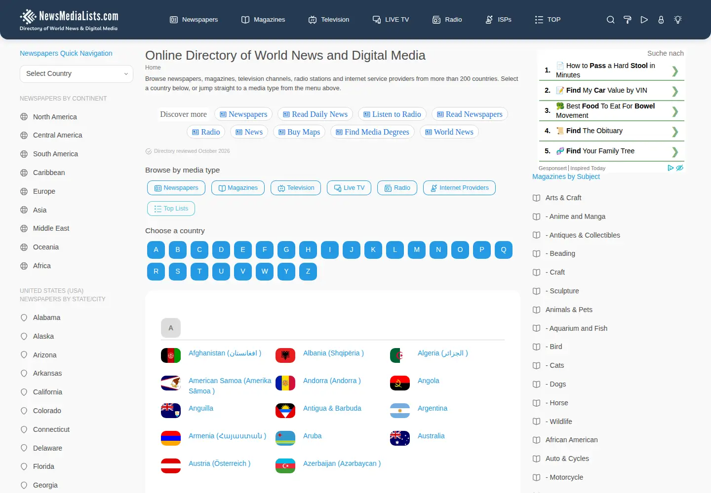 Screenshot of newsmedialists.com