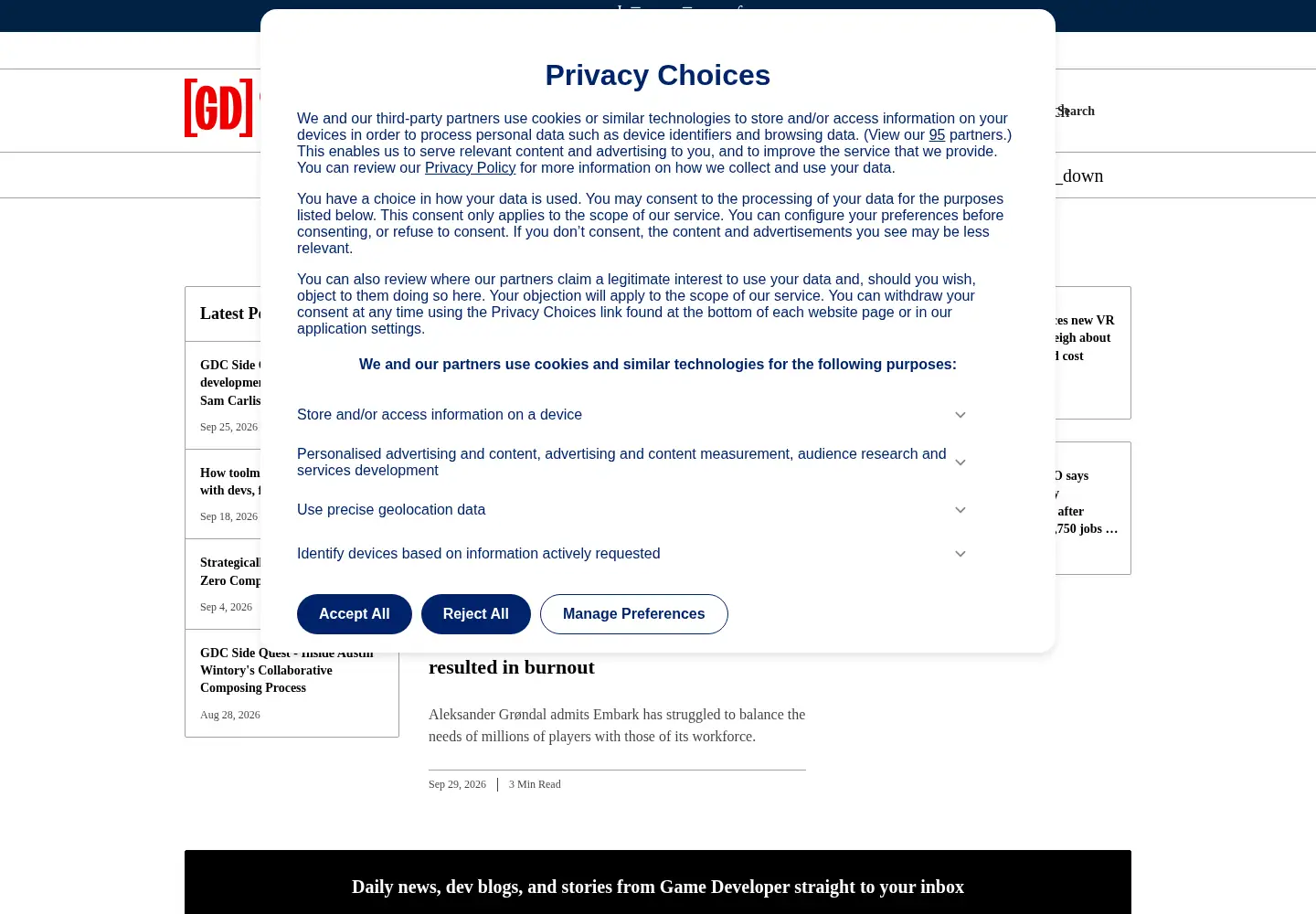 Screenshot of gamedeveloper.com
