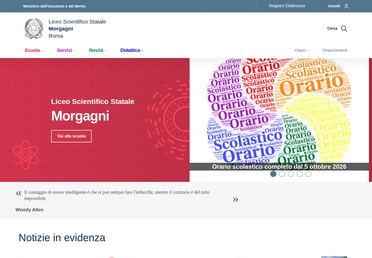 Screenshot of liceomorgagni.edu.it