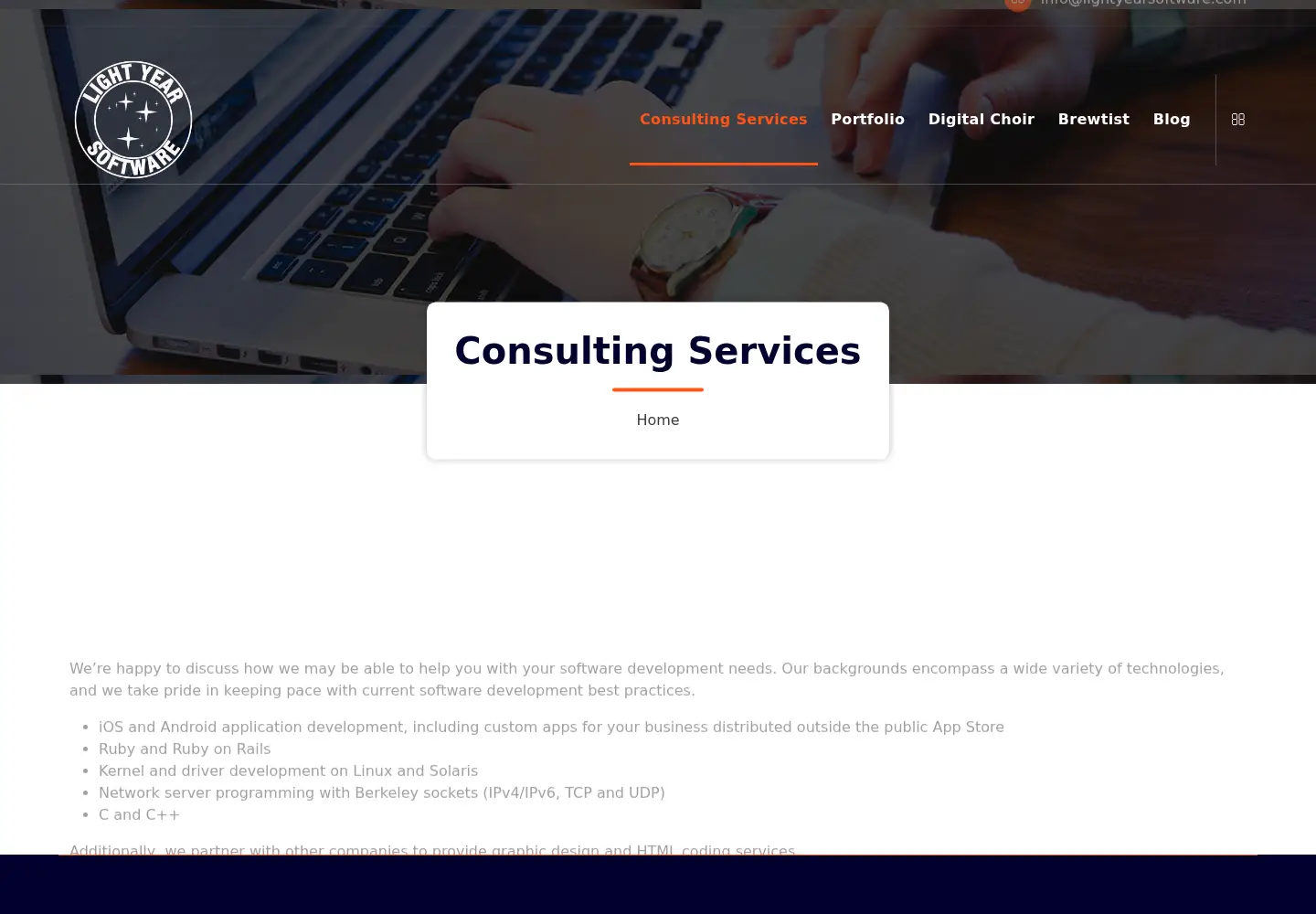 Screenshot of lightyearsoftware.com