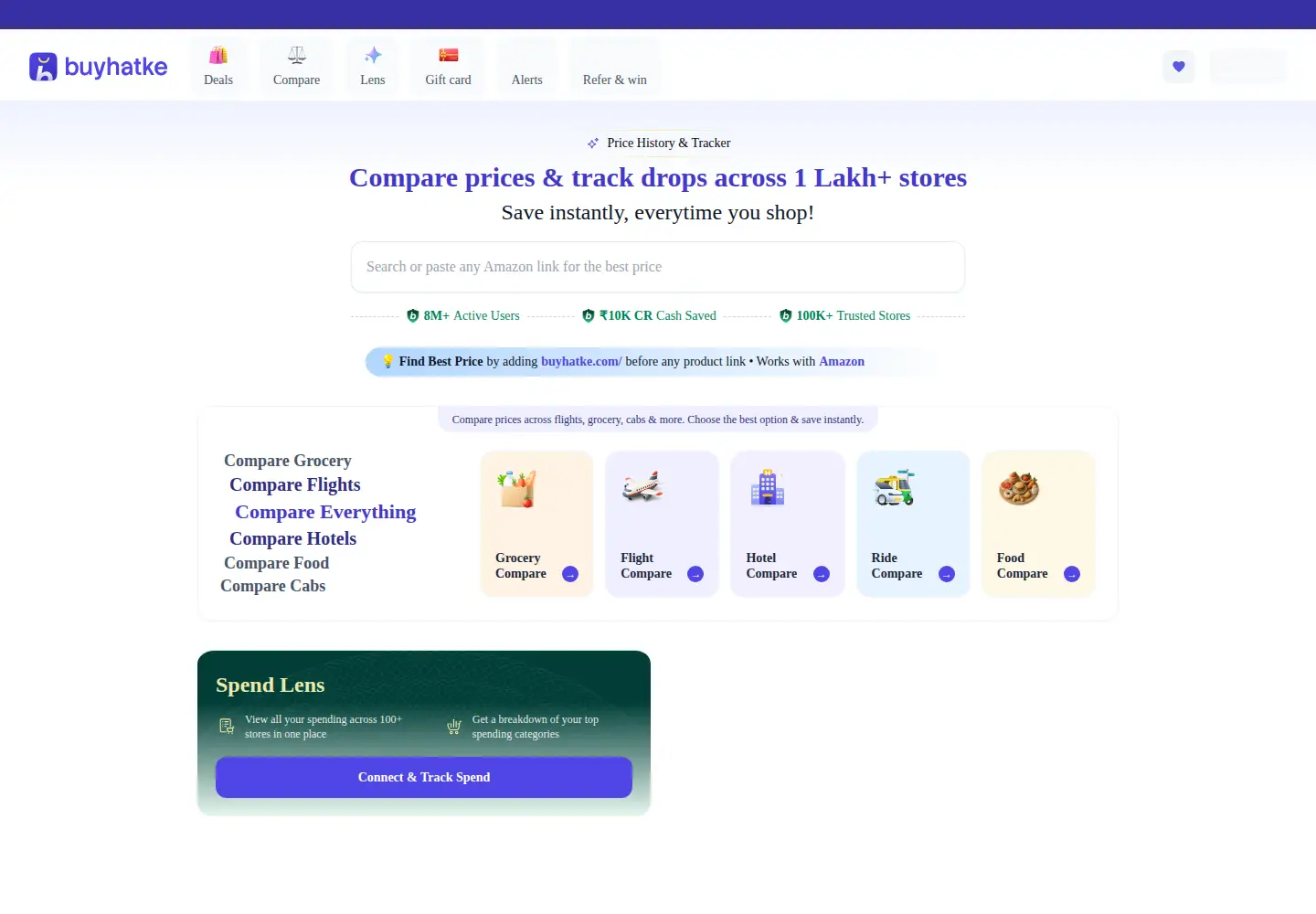 Screenshot of buyhatke.com