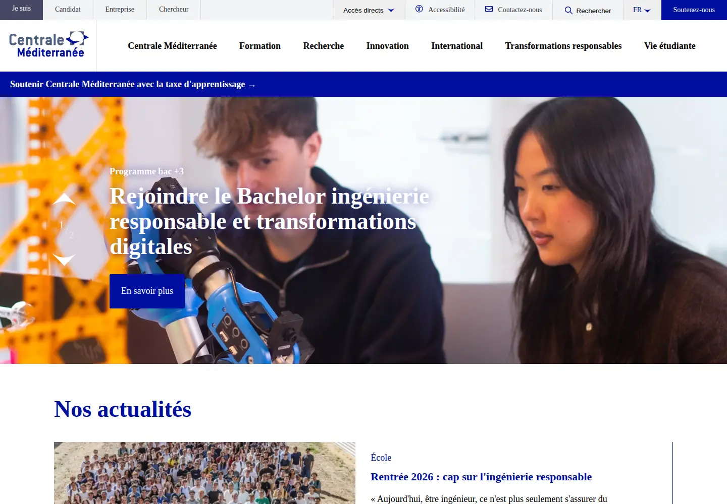 Screenshot of centrale-mediterranee.fr
