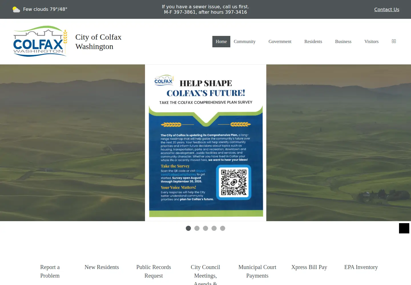 Captured homepage of colfaxwa.org in the current scan