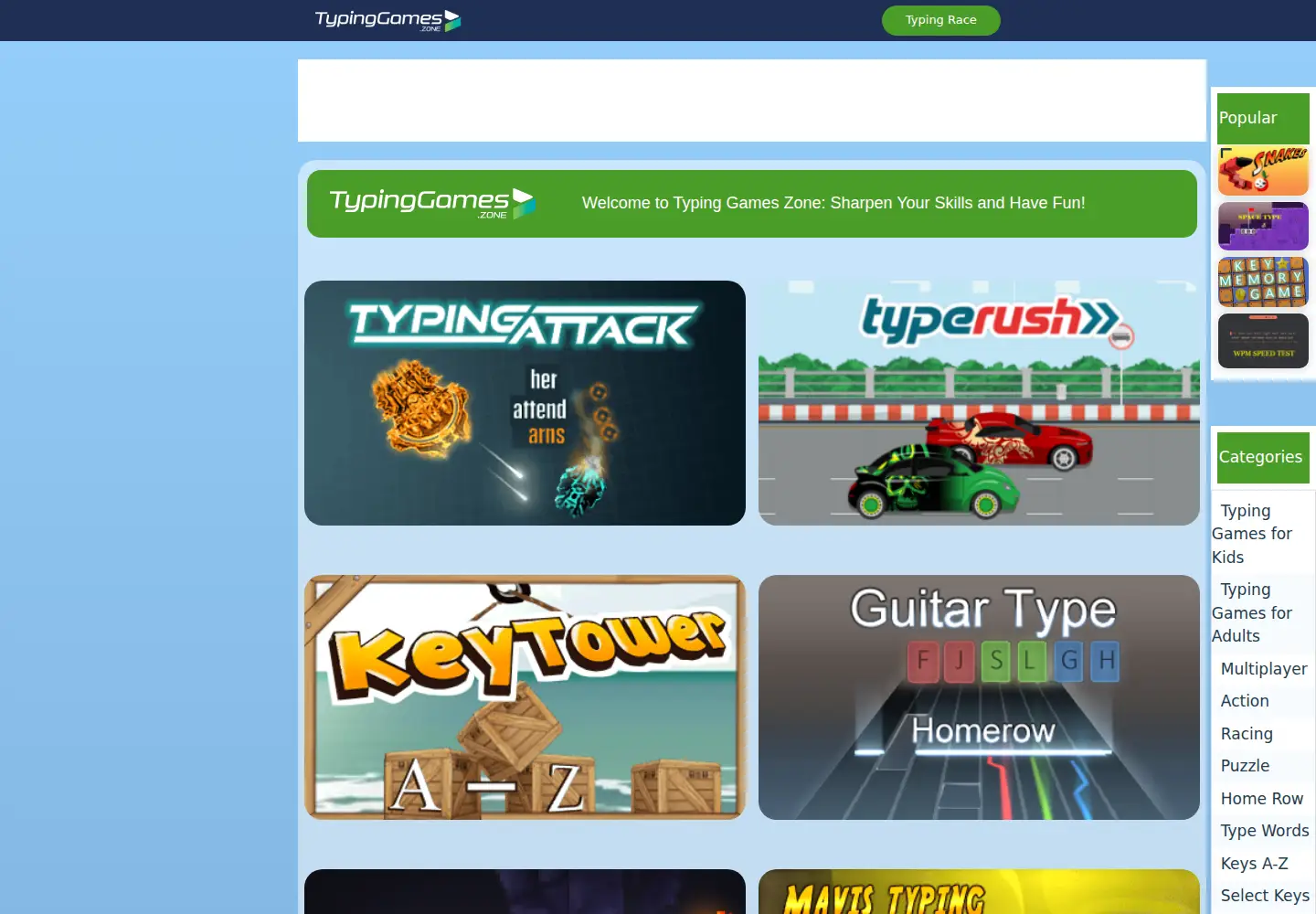Screenshot of typinggames.zone