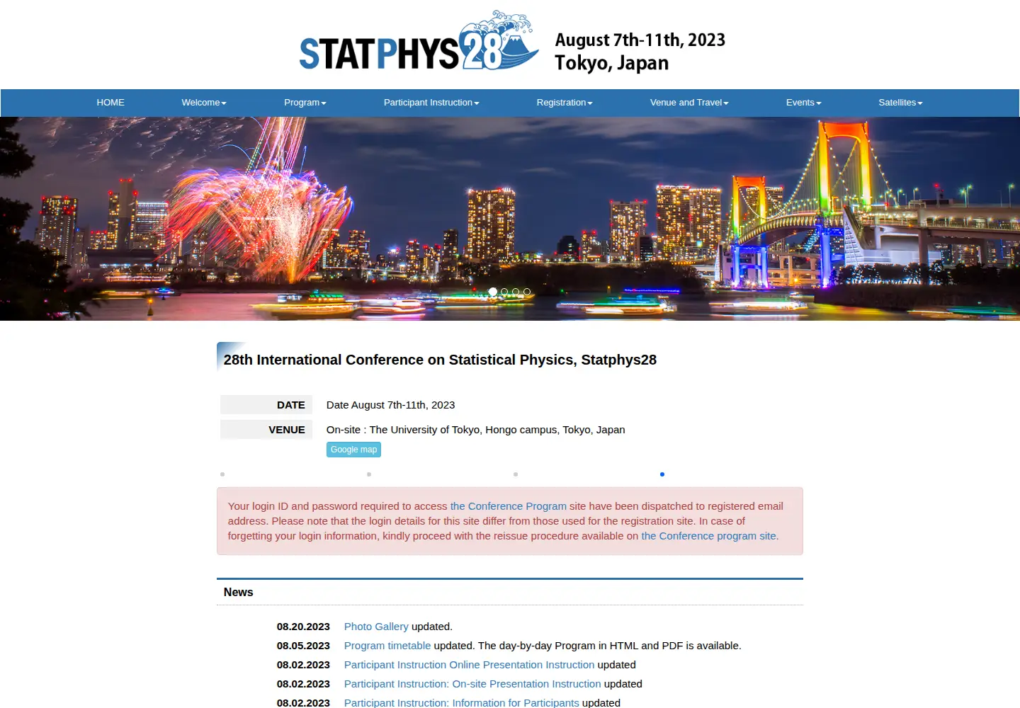 Screenshot of statphys28.org