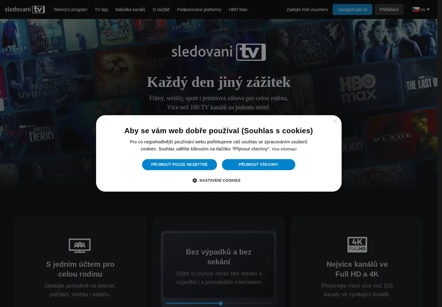 Screenshot of sledovanitv.cz