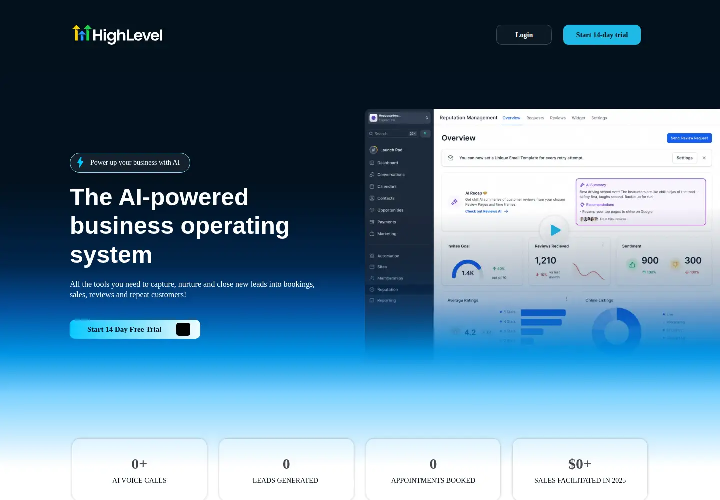 Screenshot of gohighlevel.com