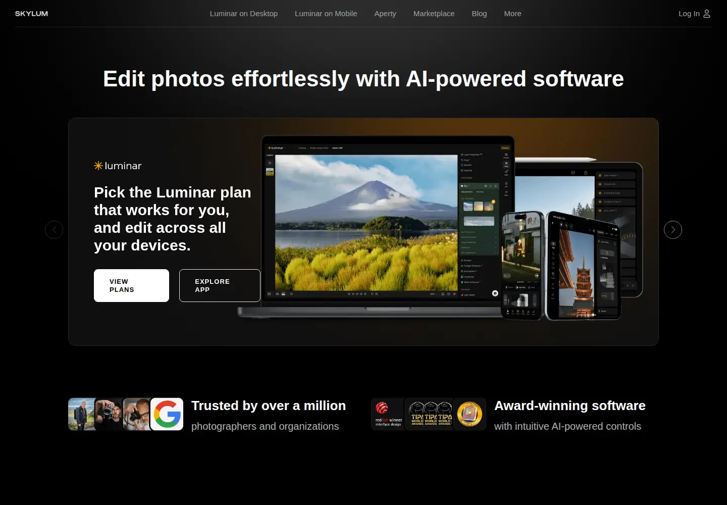Screenshot of skylum.com