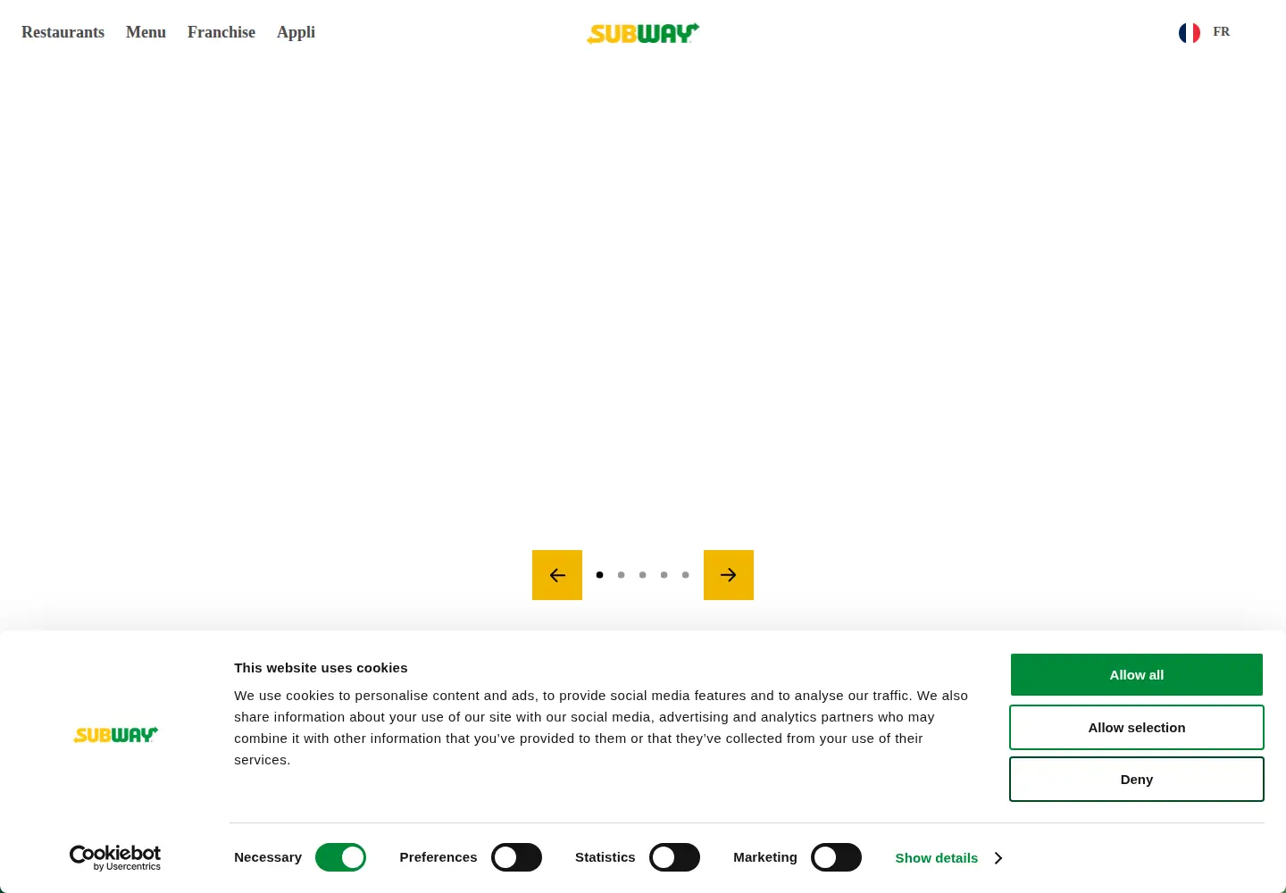 Screenshot of subwayfrance.fr