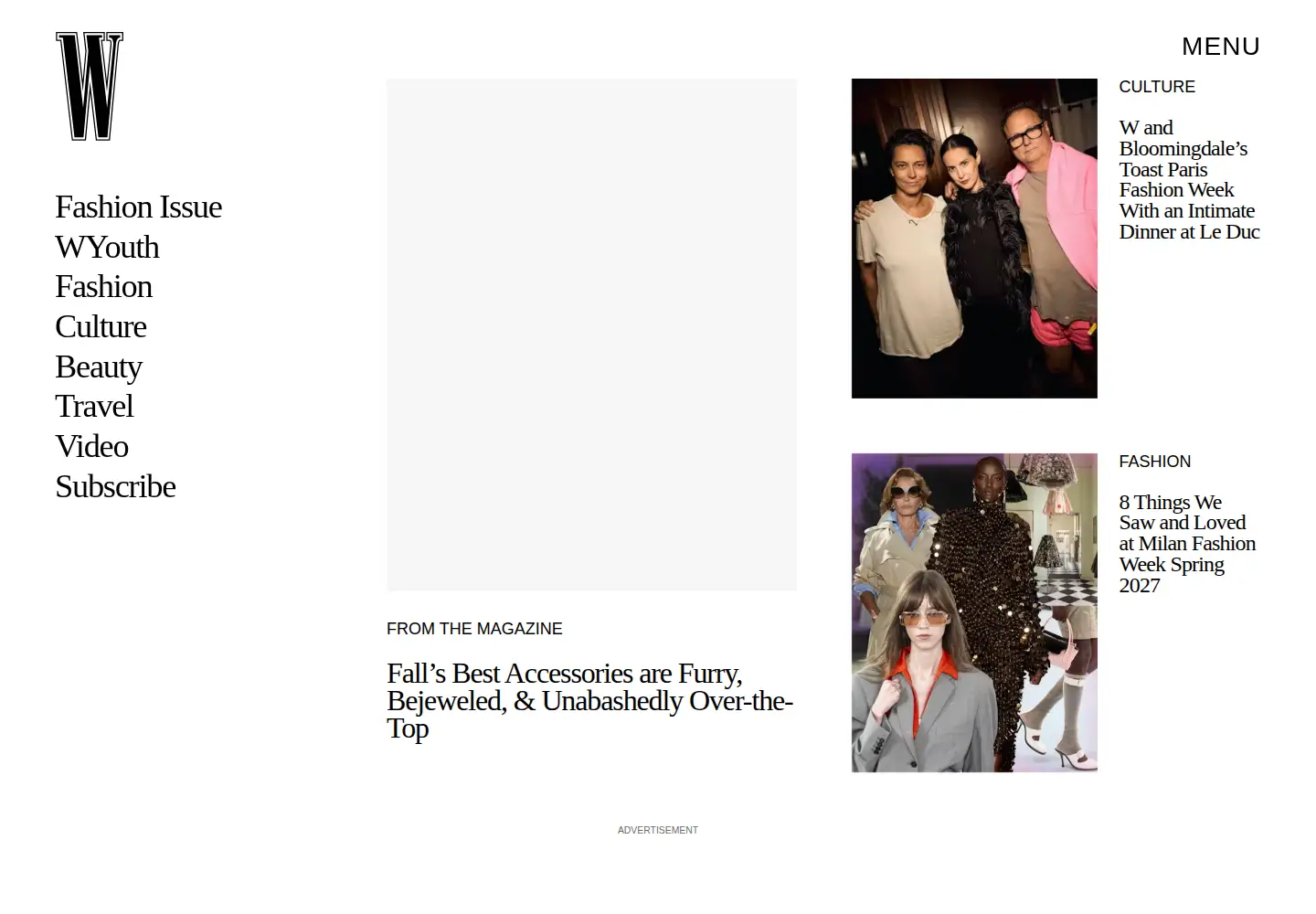 Screenshot of wmagazine.com