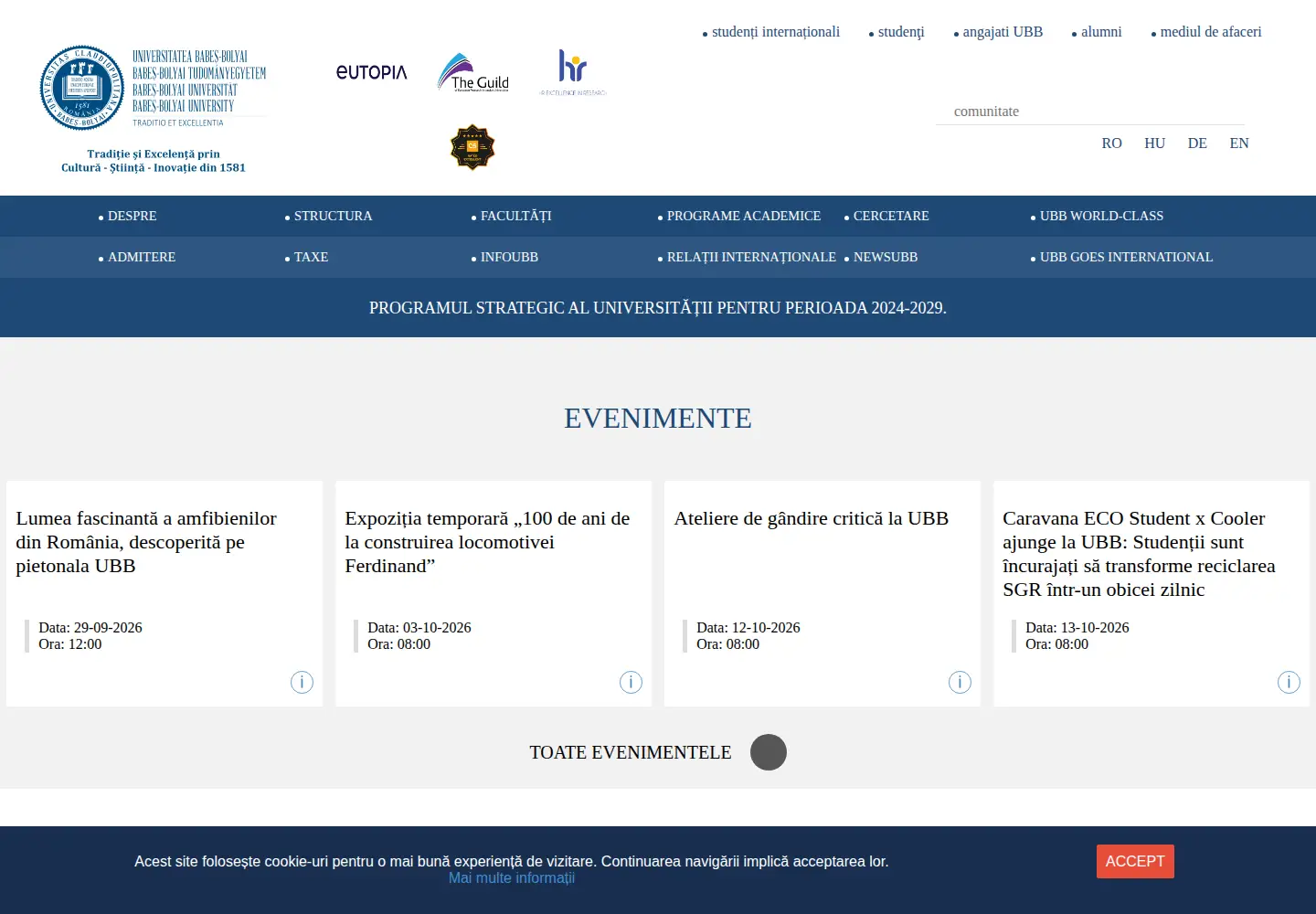 Screenshot of ubbcluj.ro