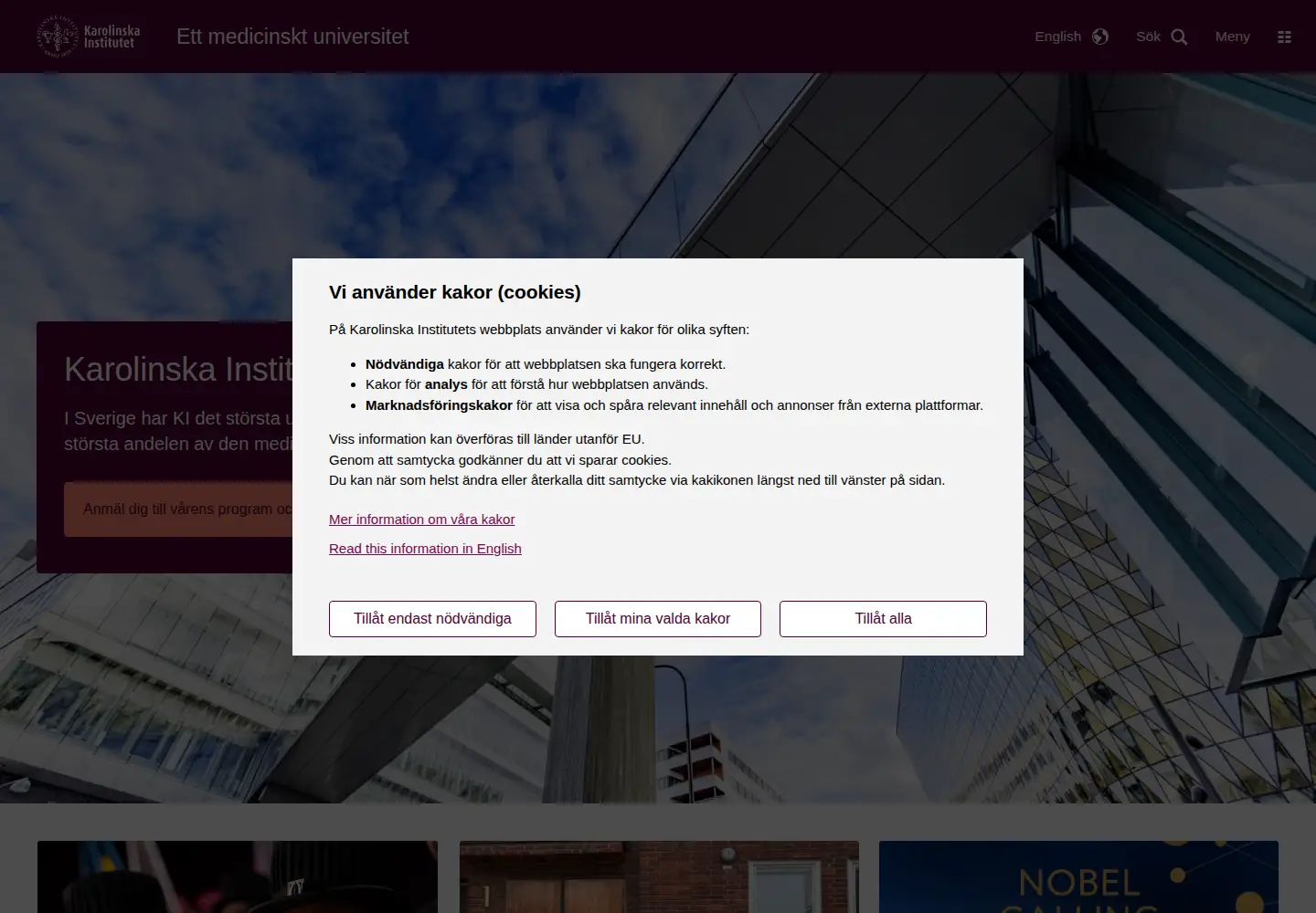 Screenshot of ki.se