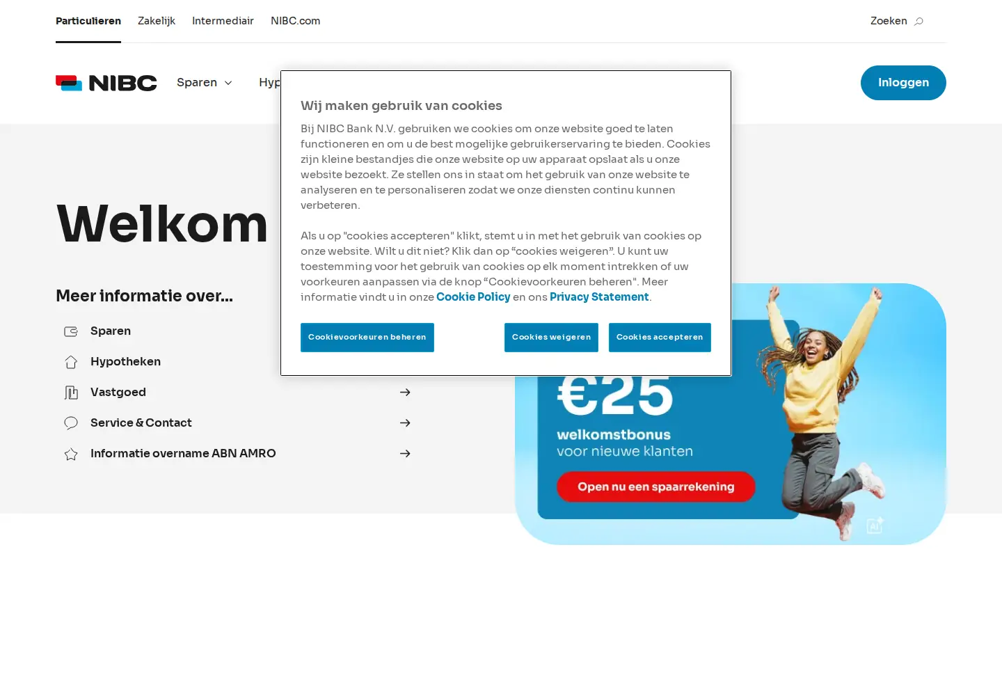 Captured homepage of nibc.nl in the current scan