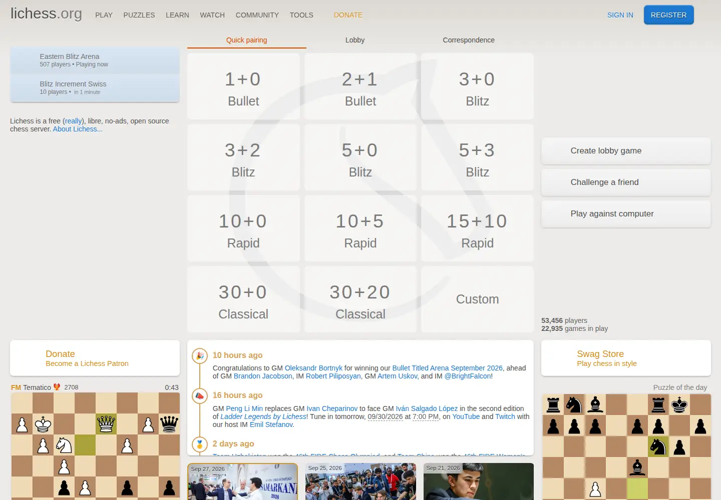 Screenshot of lichess.org
