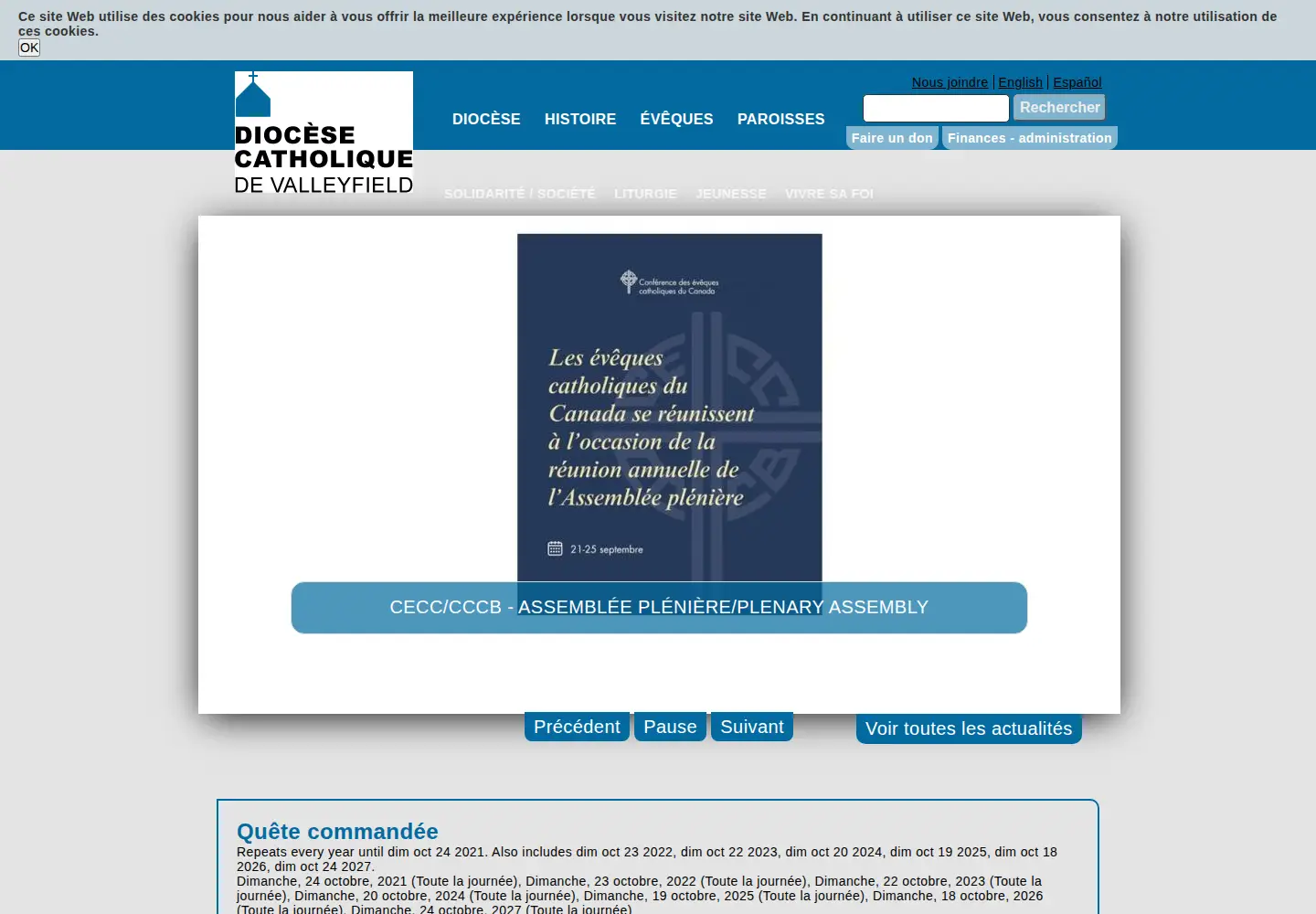 Screenshot of diocesevalleyfield.org