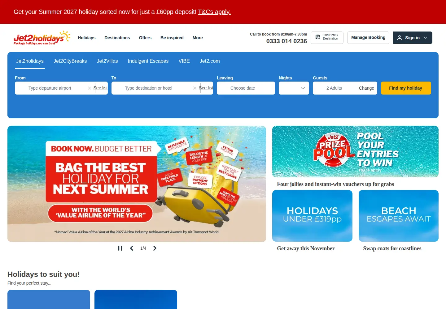 Screenshot of jet2holidays.com
